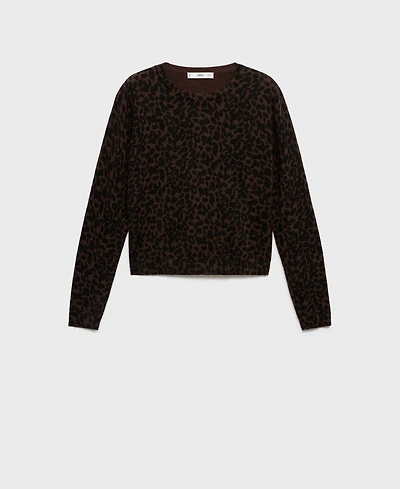 Mango Women's Ribbed Leopard-Print Sweater