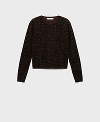 Mango Women's Ribbed Leopard-Print Sweater