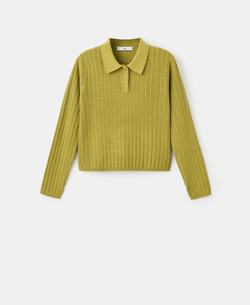 Mango Women's Polo-Neck Ribbed Sweater