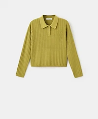Mango Women's Polo-Neck Ribbed Sweater