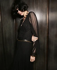 Mango Women's Puff-Sleeved Chiffon Dress