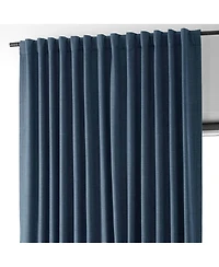 Half Price Drapes Dark Blue Extra Wide Performance Linen Hotel Blackout Curtain