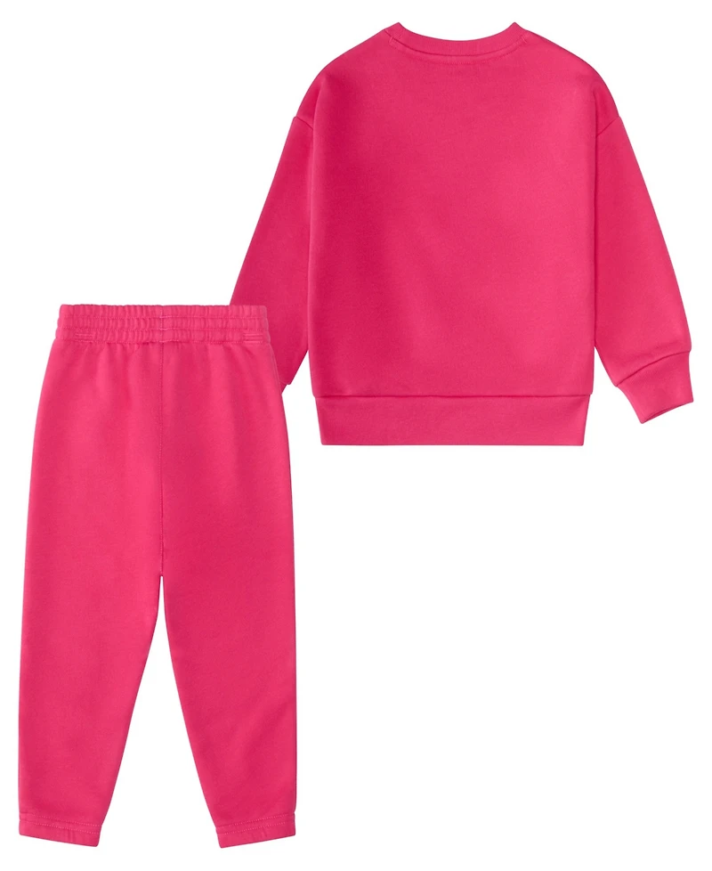 adidas Baby Girls 2-Piece Long-Sleeve Crewneck Sweatshirt and Joggers Set
