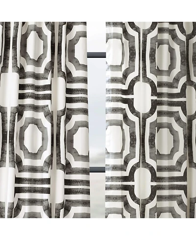 Half Price Drapes Mecca Steel Geometric Printed Cotton Room Darkening Curtain