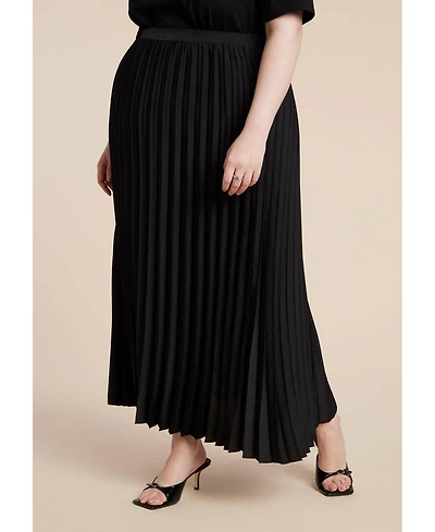 Eloquii Women's Plus Pleated Maxi Satin Skirt