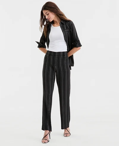 Anne Klein Women's Striped Pull-On Wide-Leg Pants