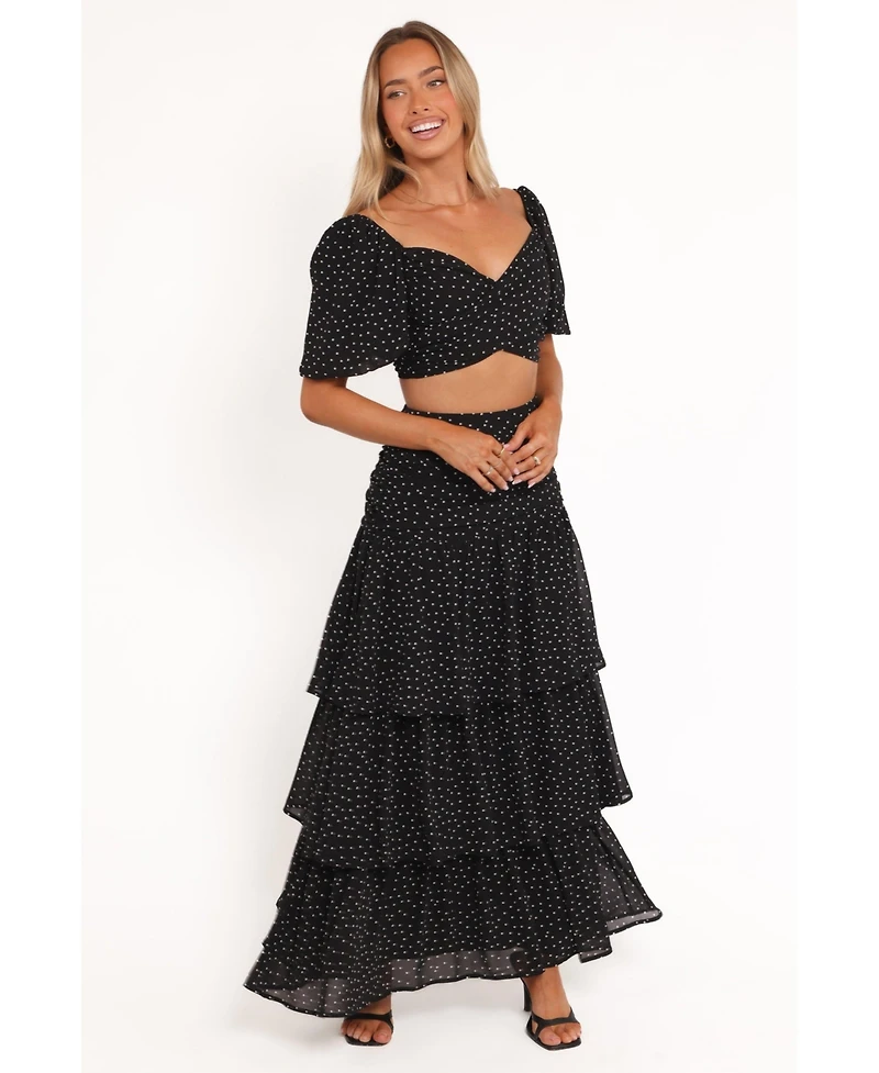 Petal and Pup Women's Selina Skirt Set - Black Polka Dot