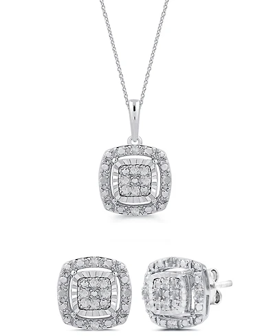 Marsala 2-Piece Diamond Earrings and Pendant Necklace Set (1/4 ct. t.w.) in Sterling Silver