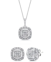 Marsala 2-Piece Diamond Earrings and Pendant Necklace Set (1/4 ct. t.w.) in Sterling Silver