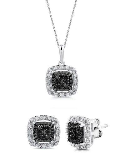 Marsala 2-Piece Diamond Earrings and Pendant Necklace Set (1/4 ct. t.w.) Sterling Silver