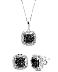Marsala 2-Piece Diamond Earrings and Pendant Necklace Set (1/4 ct. t.w.) Sterling Silver
