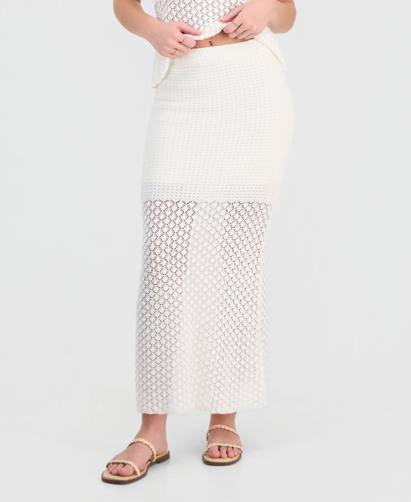 Hooked Up by Iot Juniors' Pull-On Crochet Maxi Skirt
