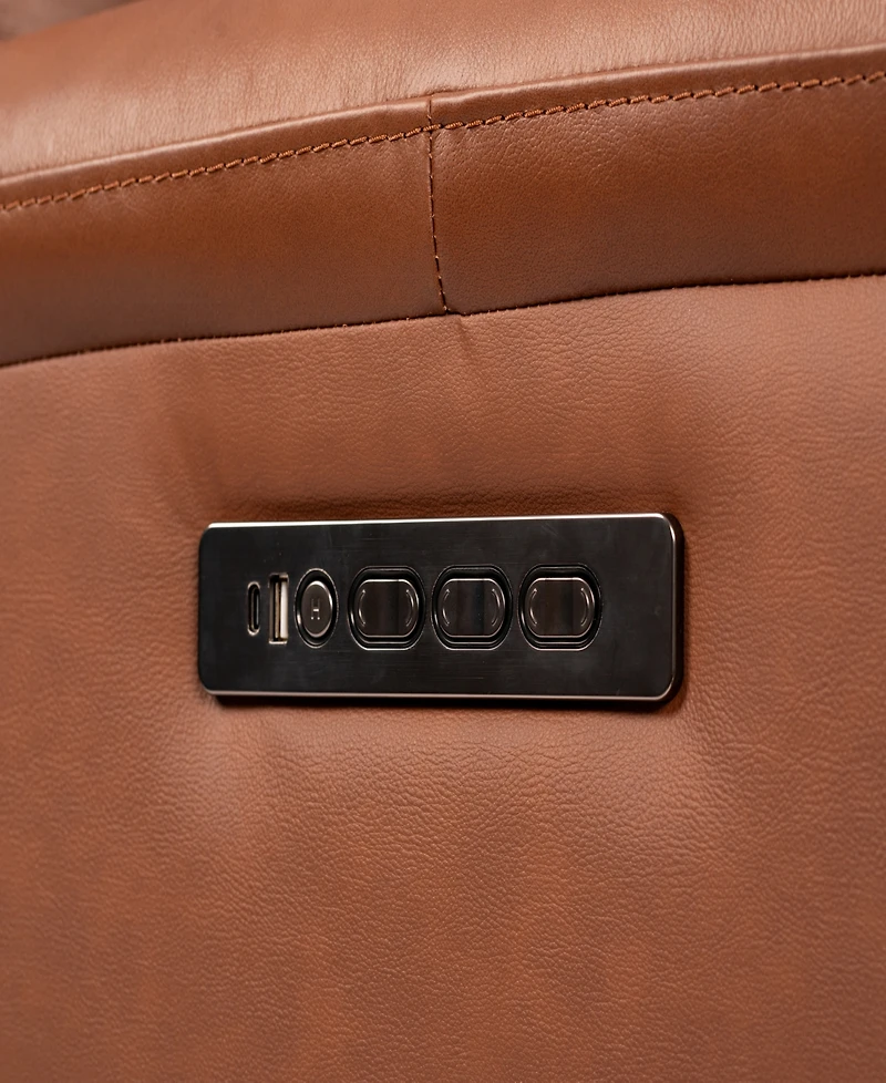 Flexsteel 39" Leather Rex Power Swivel Gliding Recliner with Power Headrest Lumbar