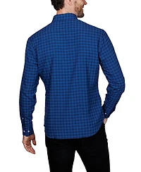 Tailorbyrd Men's Gingham Printed Performance Long Sleeve Shirt