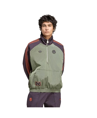 Adidas Men's Green Bayern Munich Terrace Icons Half-Zip Jacket