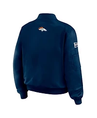 Wear by Erin Andrews Women's Navy Denver Broncos Patch Full-Zip Bomber Jacket