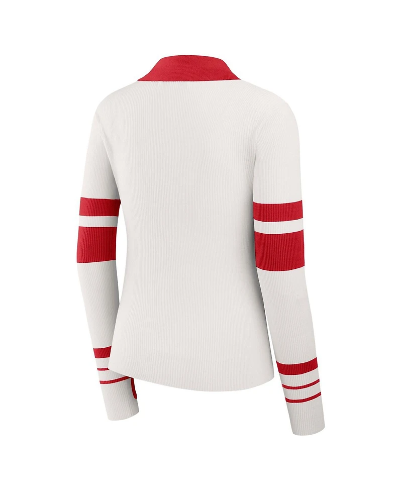 Wear by Erin Andrews Women's White San Francisco 49ers Ribbed Henley Polo Shirt