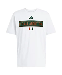 Adidas Men's White Miami Hurricanes Locker Slogan Pre-Game T-Shirt