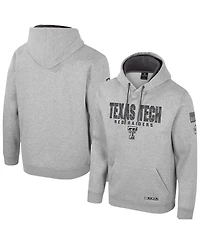 Colosseum Men's Heather Gray Texas Tech Red Raiders Oorah Oht Military Appreciation Pullover Hoodie