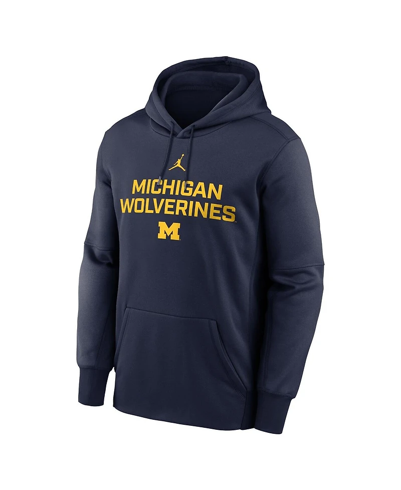 Jordan Men's Navy Michigan Wolverines Team Stacked Performance Pullover Hoodie