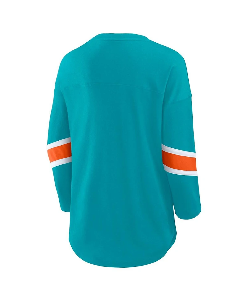 Fanatics Women's Aqua Miami Dolphins Redzone 3/4-Sleeve T-Shirt