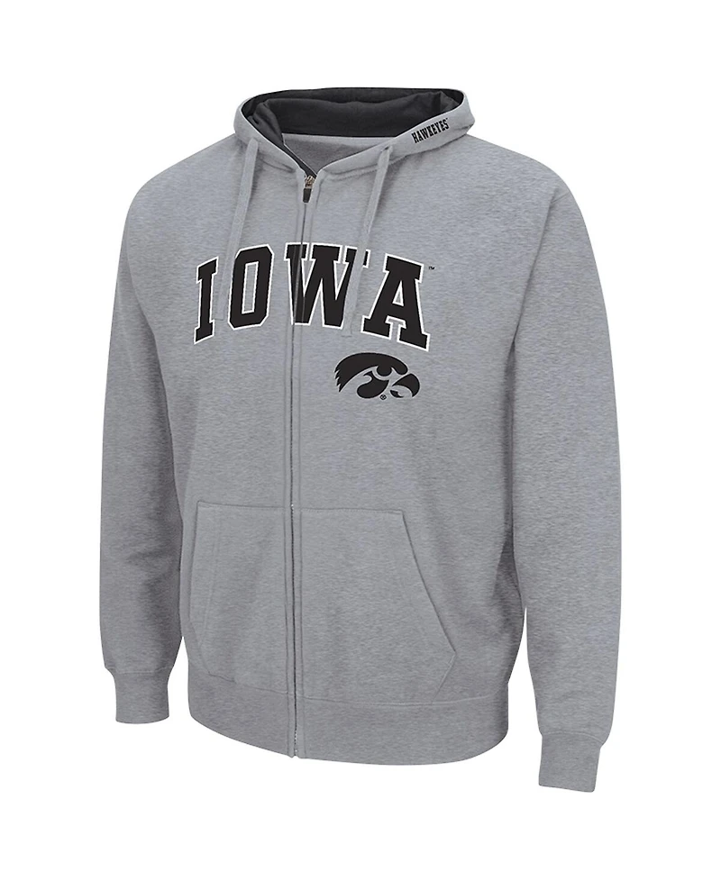 Colosseum Men's Heather Gray Iowa Hawkeyes Arch Logo 3.0 Full-Zip Hoodie