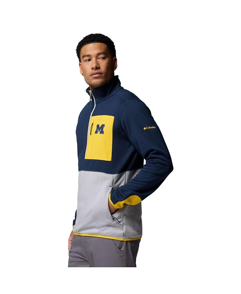 Columbia Men's Navy/Gray Michigan Wolverines Hike Omni-Wick Half-Zip Pullover Hoodie