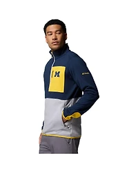 Columbia Men's Navy/Gray Michigan Wolverines Hike Omni-Wick Half-Zip Pullover Hoodie