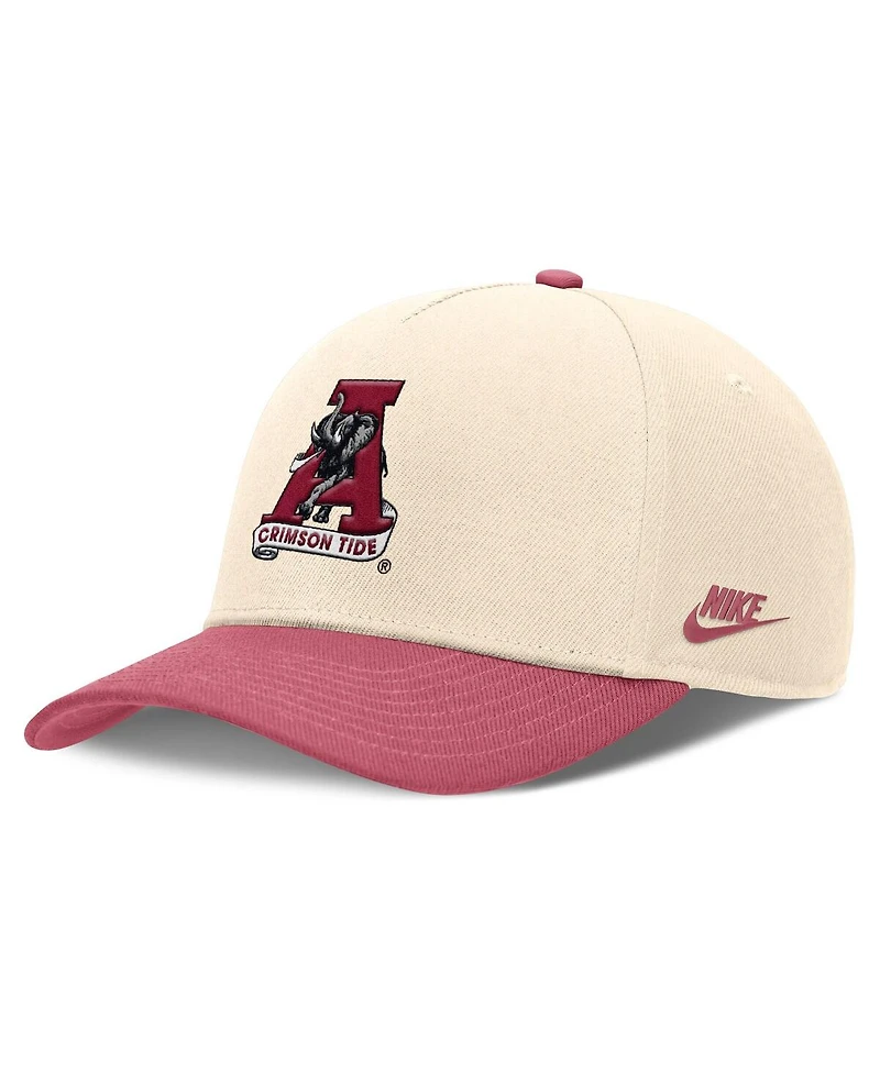 Nike Men's Natural/Crimson Alabama Crimson Tide Academic Rise Dri-fit Adjustable Hat