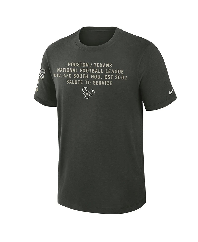 Nike Men's Dark Green Houston Texans 2025 Salute to Service Sideline Slub Dri-fit T-Shirt