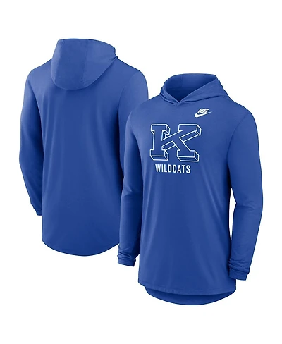 Nike Men's Royal Kentucky Wildcats Legacy Tri-Blend Dri-fit Long Sleeve Hoodie T-Shirt