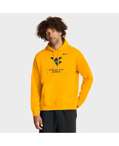 Nike Men's Gold West Virginia Mountaineers Basketball Two-Hit Club Fleece Pullover Hoodie
