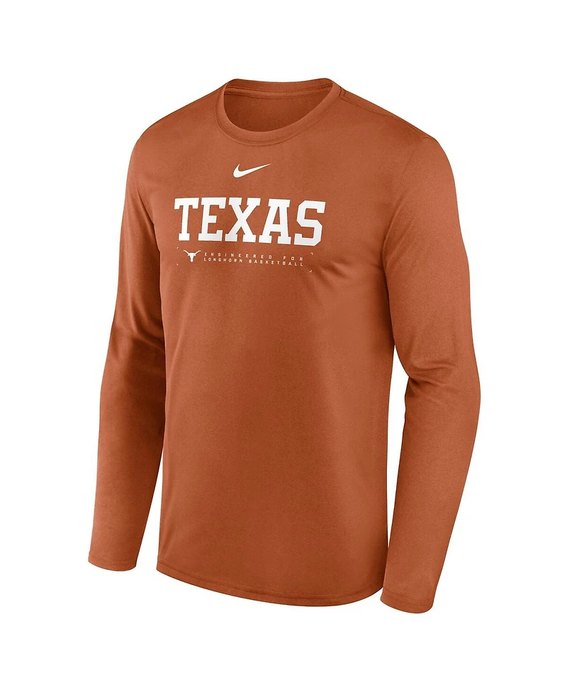 Nike Men's Texas Orange Longhorns 2025 Courtside Basketball Shootaround Legend Dri-fit Long Sleeve T-Shirt