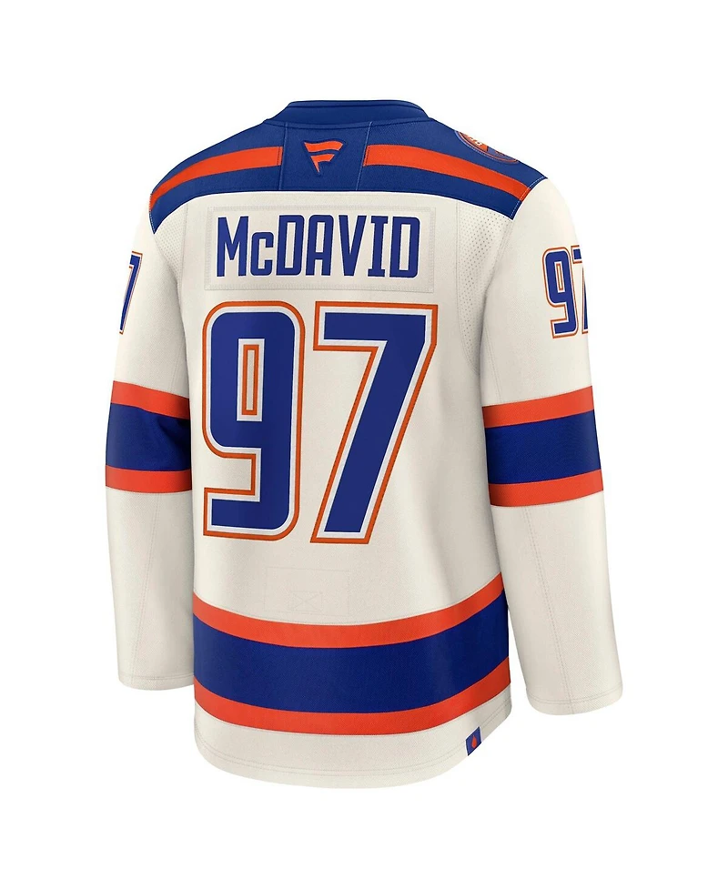 Fanatics Men's Connor McDavid Light Beige Edmonton Oilers Alternate Premium Jersey
