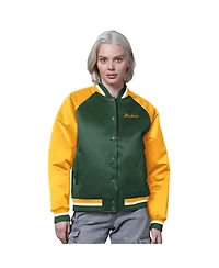 Starter Women's Green/Gold Green Bay Packers Satin Full-Snap Vintage Varsity Jacket