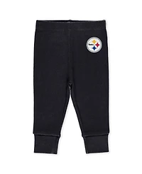 Wear by Erin Andrews Baby Boys and Girls Newborn 3-Piece Pittsburgh Steelers Turn Me Around Bodysuits Pant Set