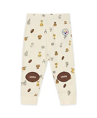 Wear by Erin Andrews Baby Boys and Girls 2-Piece Cream Pittsburgh Steelers Waffle-Knit Sleep Set