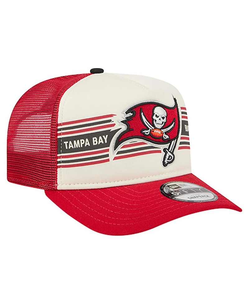 New Era Men's Cream/Red Tampa Bay Buccaneers Banner A-Frame 9FIFTY Trucker Snapback Hat