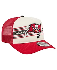 New Era Men's Cream/Red Tampa Bay Buccaneers Banner A-Frame 9FIFTY Trucker Snapback Hat