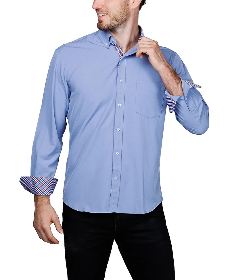 Tailorbyrd Men's Solid Melange Performance Long Sleeve Shirt