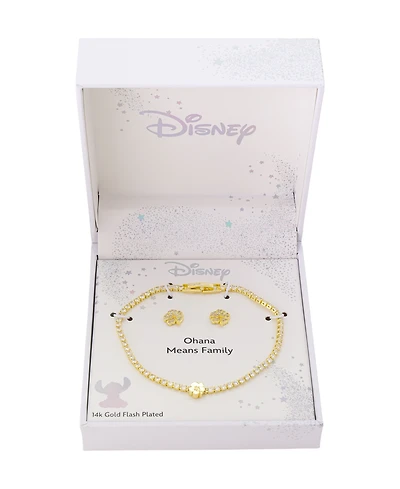 Disney Lilo and Stitch Cubic Zirconia Bracelet and Earring Set