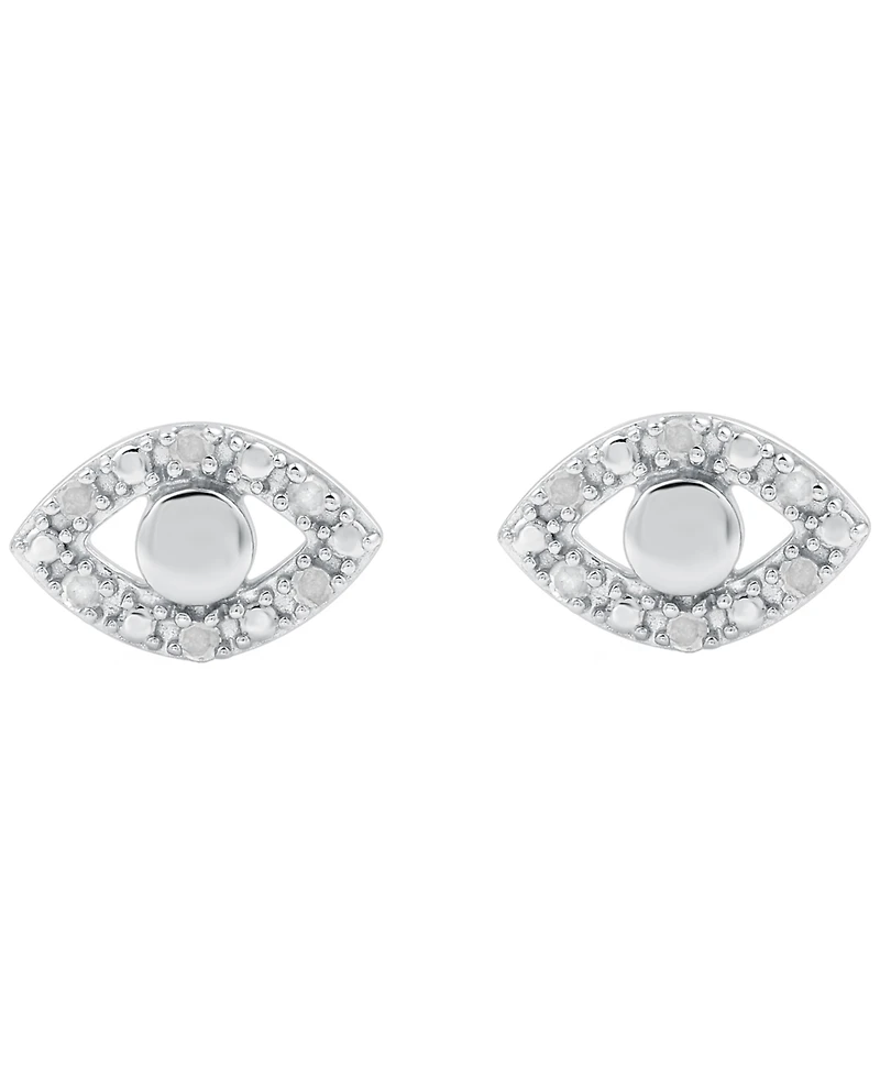 Macy's Diamond Evil Eye Earrings (1/10 ct. t.w.) in Sterling Silver