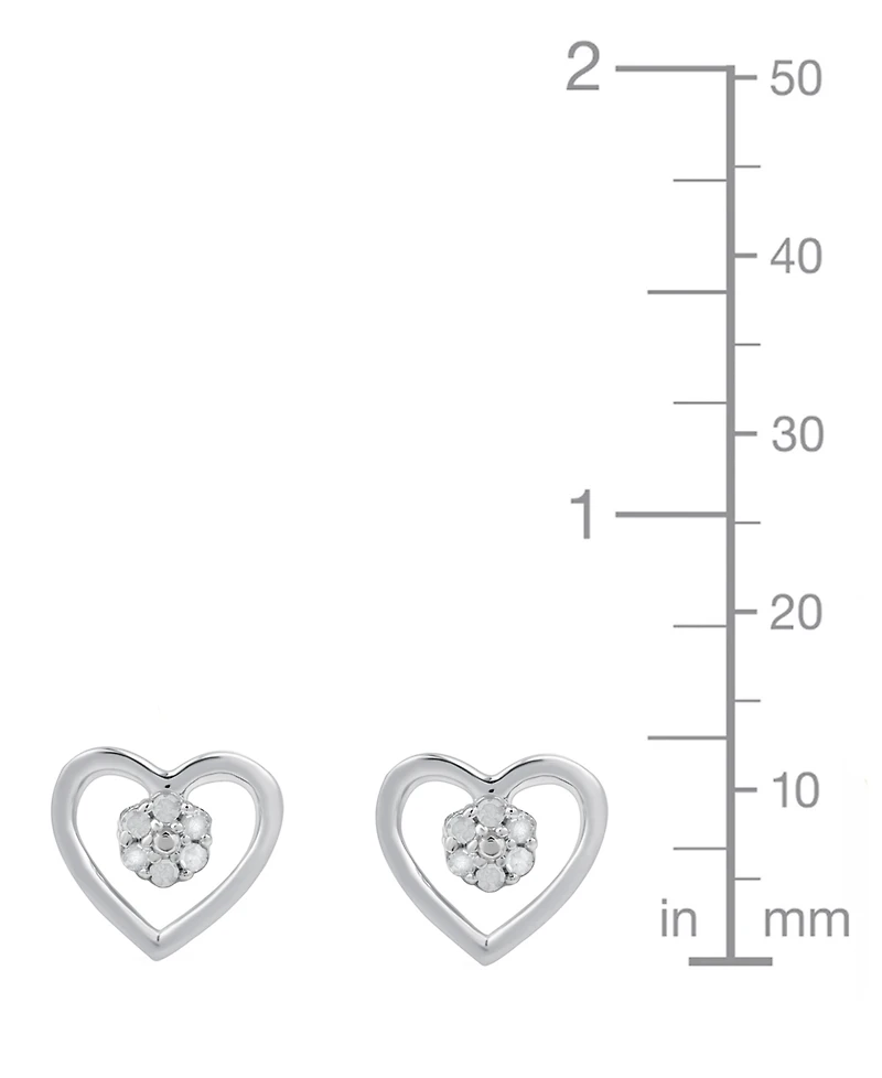 Macy's Diamond Heart Earrings (1/10 ct. t.w.) in Sterling Silver (also in 14K Gold-Plated Sterling Silver)