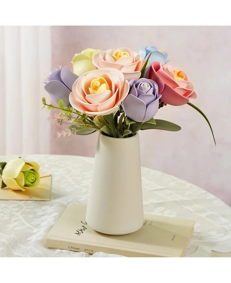 Robotime 3D Puzzles Floral Art Series Single Flower Diy Craft Flower Puzzle Home Decorative Ornaments for Holiday Gifts Purple