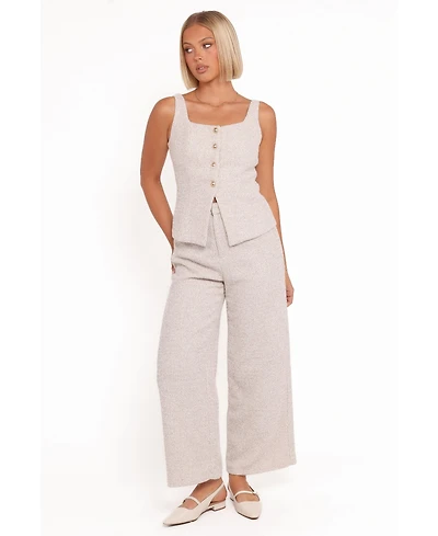 Petal and Pup Women's Greta Tailored Pant Set - White Brown Marl