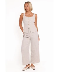 Petal and Pup Women's Greta Tailored Pant Set - White Brown Marl