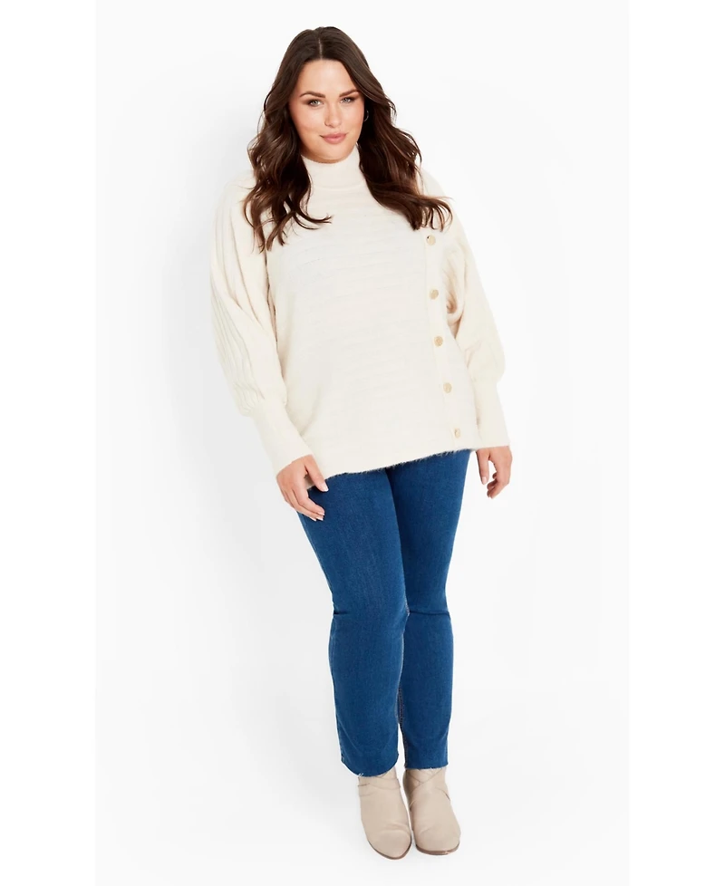 Avenue Women's Beata Asymmetrical Button Knit Sweater