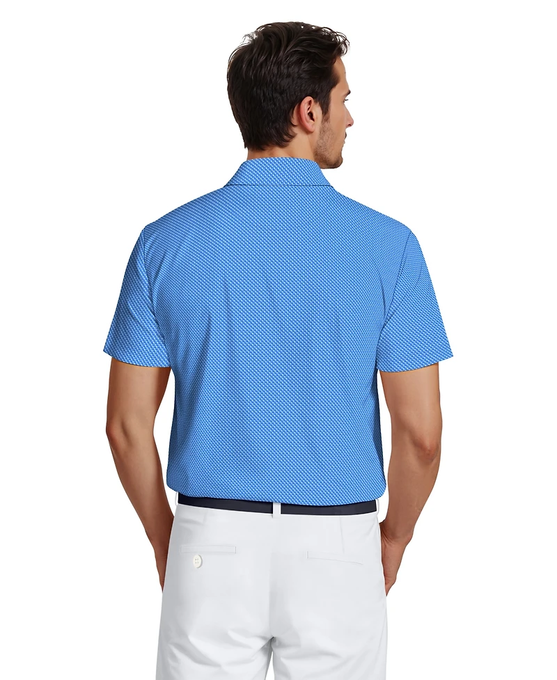 Pga Tour Men's Micro Geometric Print Short-Sleeve Golf Polo Shirt
