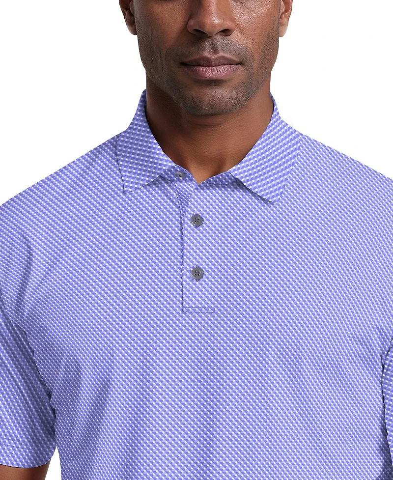 Pga Tour Men's Micro Geometric Print Short-Sleeve Golf Polo Shirt