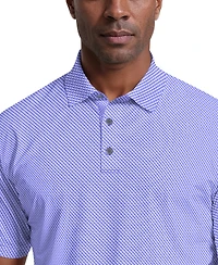 Pga Tour Men's Micro Geometric Print Short-Sleeve Golf Polo Shirt